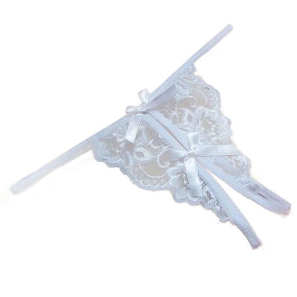 Lace Open Crotch G Strings Thong White One Size - Picture 1 of 5